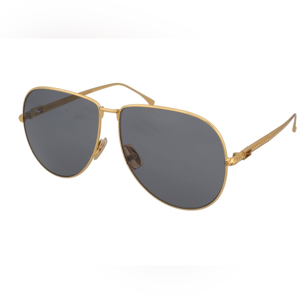 FENDI Auth Gold Metal Aviator Sunglasses w/ grey lens
